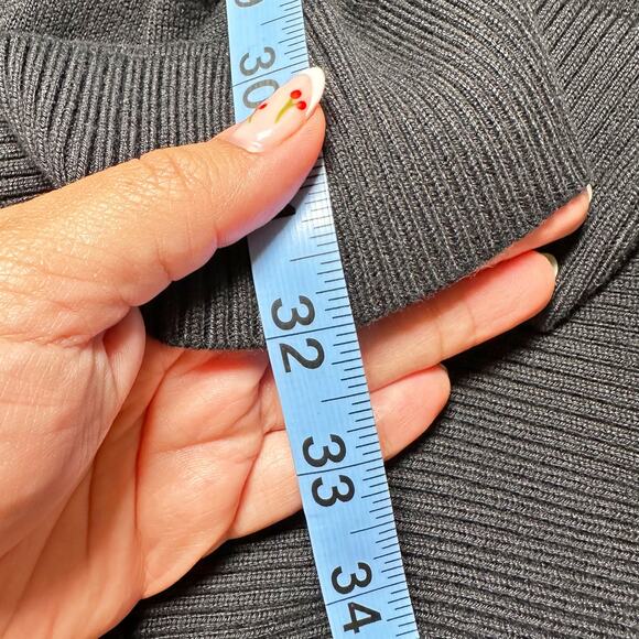 Planet Long Sleeve Knit Top Side Cinched Crew Neck Sweater Asymmetrical Black - Picture 7 of 8